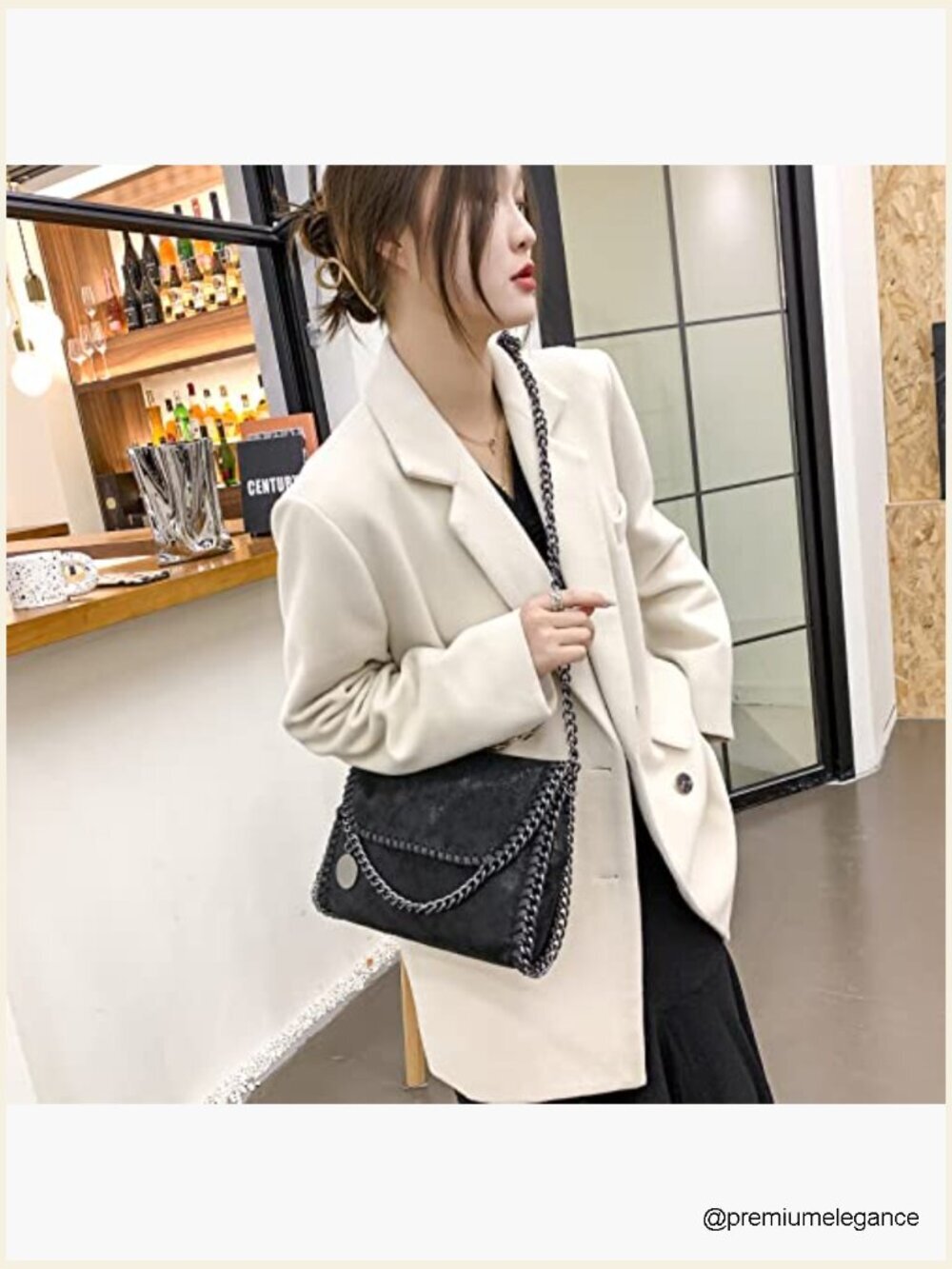 Retractable Chain Crossbody Clutch Purse PU Leather Shoulder Bag - Picture 2 of 7